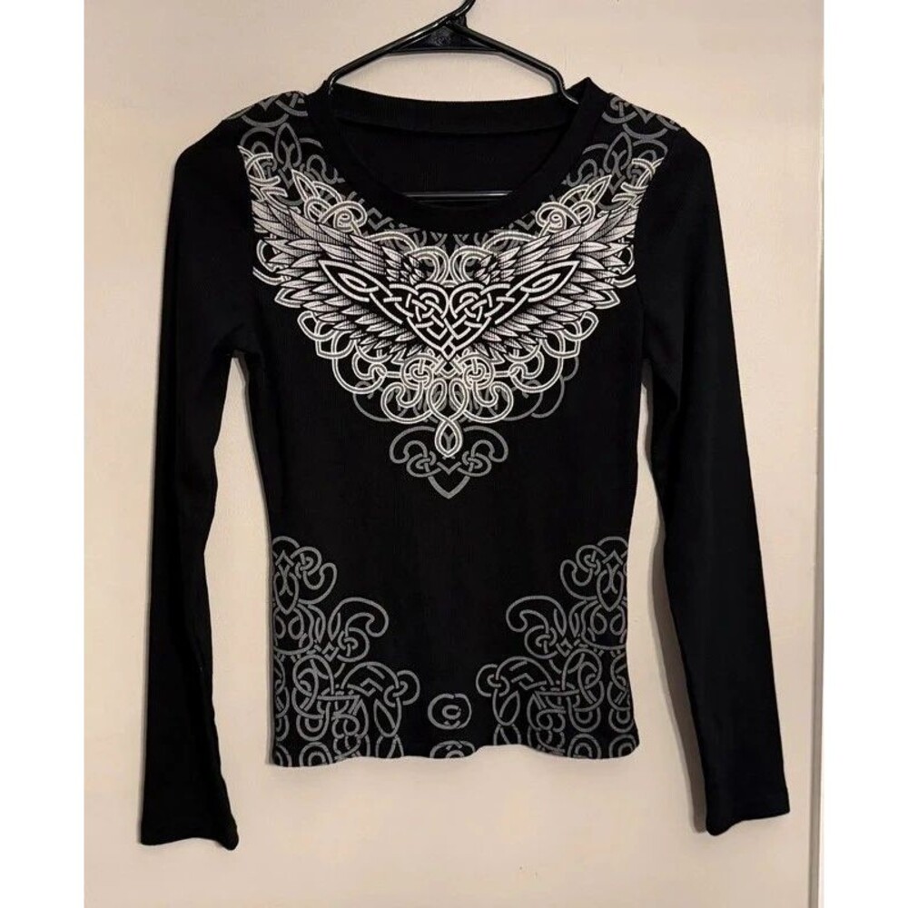 Y2k Style Long Sleeve Tribal Top Size M